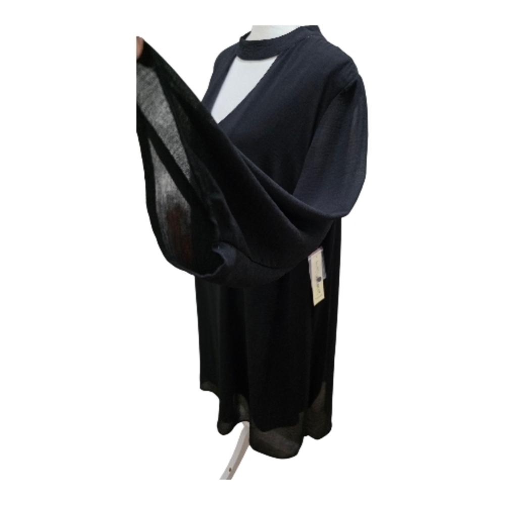 Tacera Elegant Black Long Sleeve Dress, Woman 2X - Picture 4 of 9